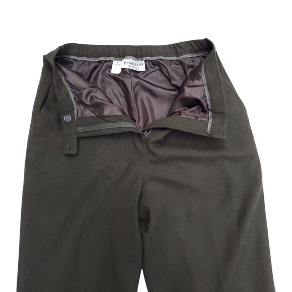 Pendelton Army Olive Green Wool Pants Lined Front Pleat Belt Loops Sz 10 - Picture 7 of 11